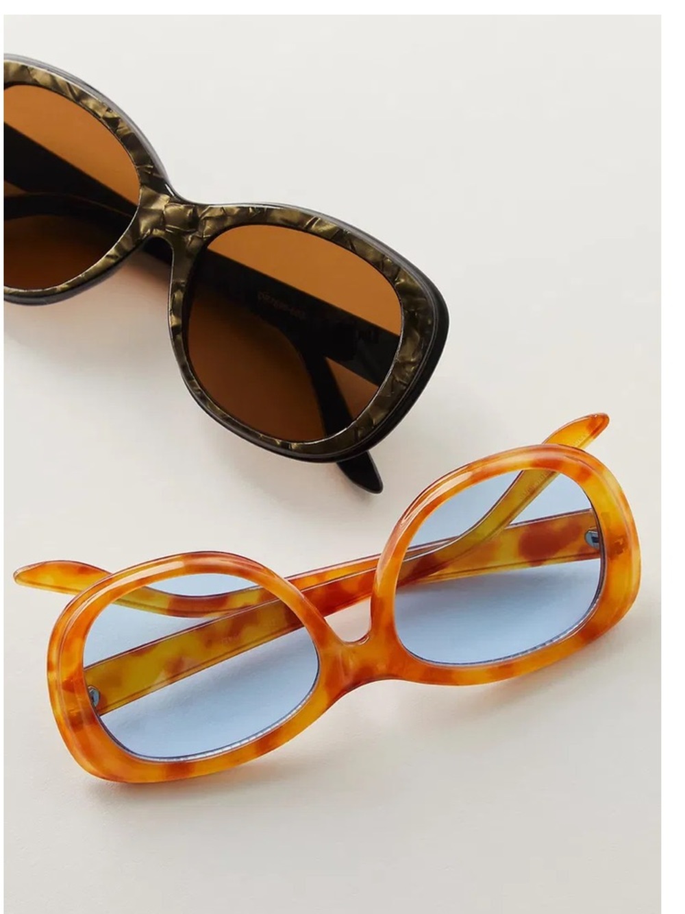 Free People Hunter Oversized Round Sunglasses blue lenses - Picture 5 of 5